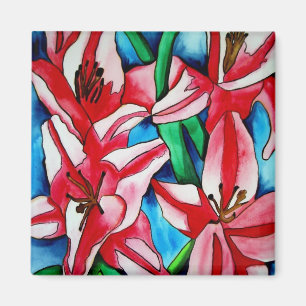 Fleur de lys rose vif magnets