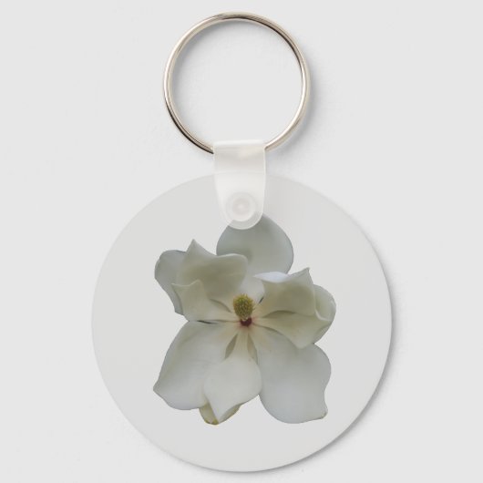 Fleur de magnolia blanche sur un porte-clés (Recto)