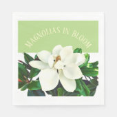 Fleur de Magnolia | Serviette en papier verte (Devant)