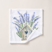 Fleur de maison d'oiseaux de couleur bleu rustique (Gant de toilette)