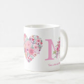 Fleur de maman coeur Heureux Mère's Day Mug (Devant droit)