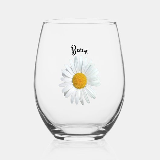 Fleur de marguerite blanche Perky Verre personnali (Recto)