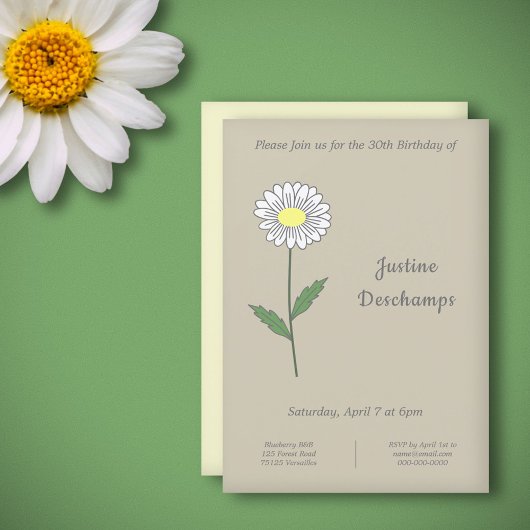 Fleur de marguerite botanique Invitation d'anniver