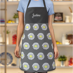 Fleur de marguerite botanique Motif gris tablier