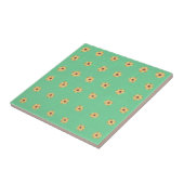 Fleur de marguerite jaune sur Trivet de carreaux v (Côté)