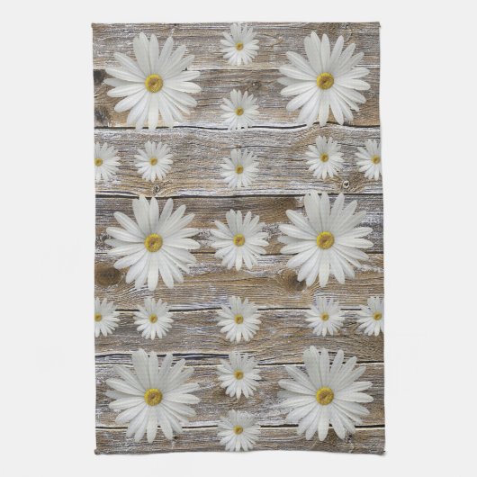 Fleur de marguerite, Planche rustique Serviettes d (Vertical)