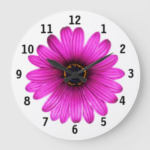 Fleur de marguerite rose Horloge