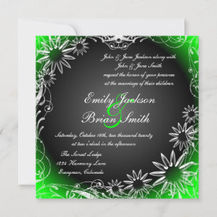 Fleur de marguerite verte noire invitations mariag
