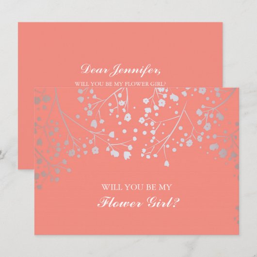 Fleur de Mariage Corail Baby's Breath Invitation p (Devant / Derrière)