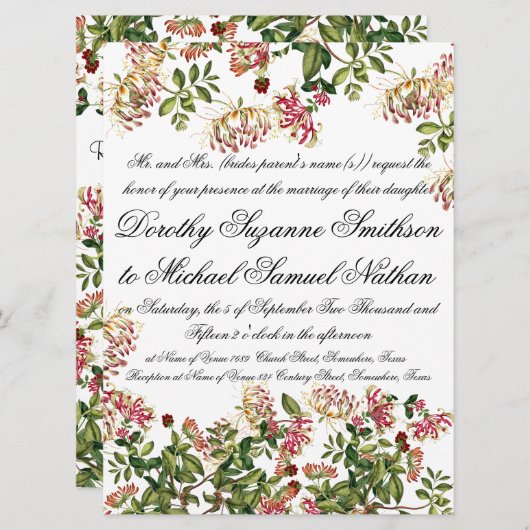 Fleur de miel Faire-part de mariage (Devant / Derrière)