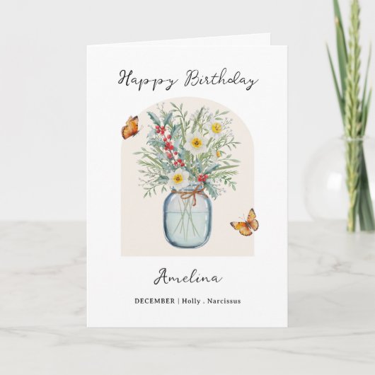 Fleur de naissance de décembre Carte d'anniversair (Devant)