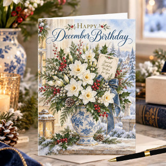 Fleur de naissance de décembre Carte d'anniversair