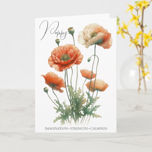 Fleur de naissance du pavot Août Carte d'anniversa (Fleur jaune)