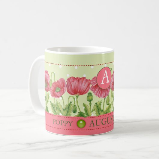 Fleur de naissance et Gem août Mug classique (Devant gauche)