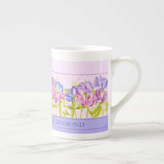 Fleur de naissance et Gem April Bone China Mug (Droite)