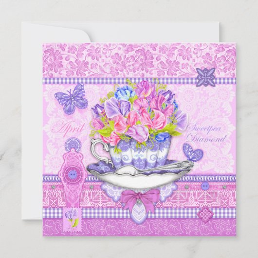 Fleur de naissance et Gem Avril carte d'enseigneme (Devant)