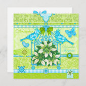 Fleur de naissance et Gem Décembre Carte Birdcage (Devant / Derrière)