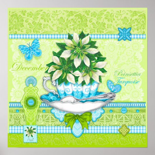 Fleur de naissance et Gem Décembre Poster de thé (Devant)