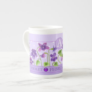 Fleur de naissance et Gem Février Bone China Mug
