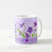 Fleur de naissance et Gem Février Mug classique (Devant droit)