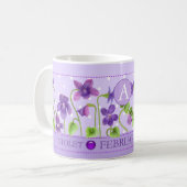Fleur de naissance et Gem Février Mug classique (Devant gauche)