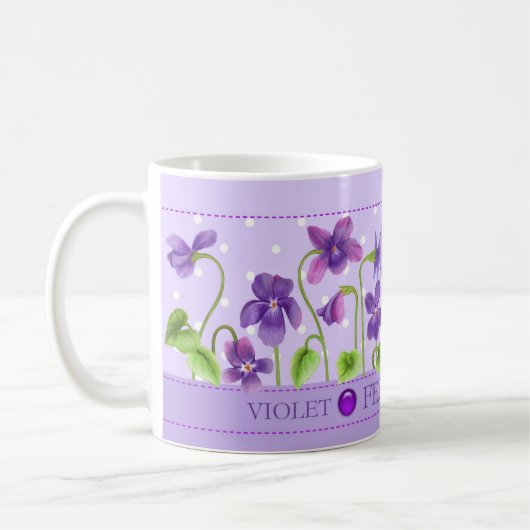 Fleur de naissance et Gem Février Mug classique (Gauche)