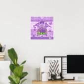 Fleur de naissance et Gem Février Poster d'oiseaux (Bureau à domicile)