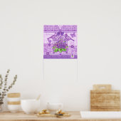 Fleur de naissance et Gem Février Poster d'oiseaux (Cuisine)