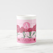 Fleur de naissance et Gem Janvier Bone China Mug (Devant)