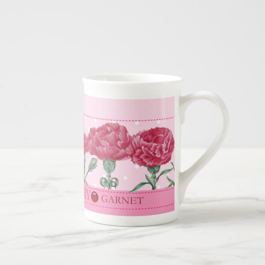 Fleur de naissance et Gem Janvier Bone China Mug (Droite)