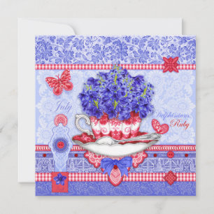 Fleur de naissance et Gem Juillet carte de thé