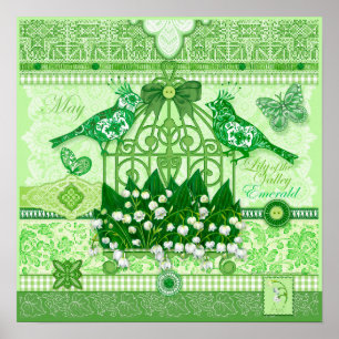Fleur de naissance et Gem mai Birdcage Poster