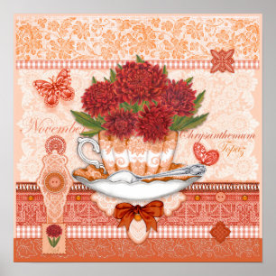 Fleur de naissance et Gem Novembre Poster Teup