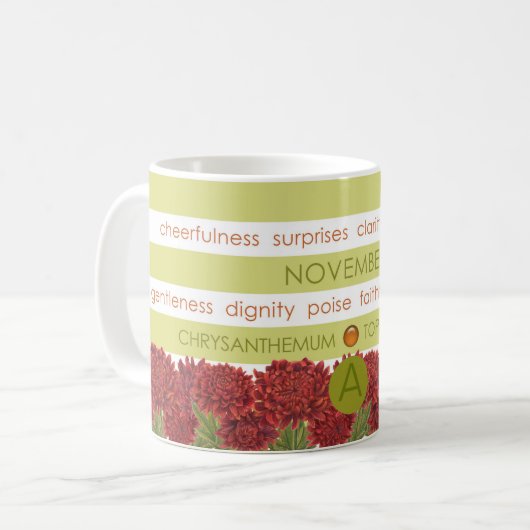 Fleur de naissance et Gem Strig Mug Novembre (Devant gauche)