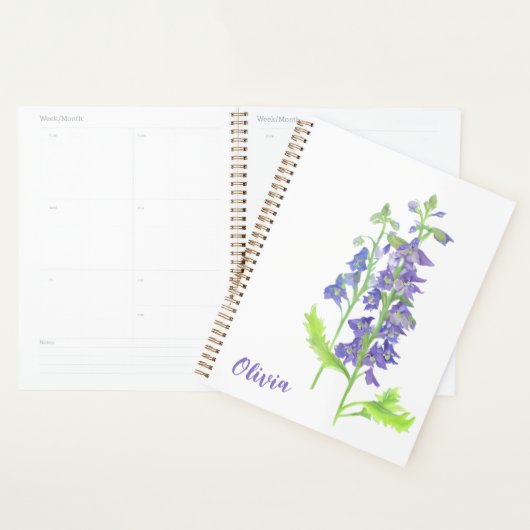 Fleur de naissance juillet Larkspur Aquarelle Plan (Devant avec enveloppe)
