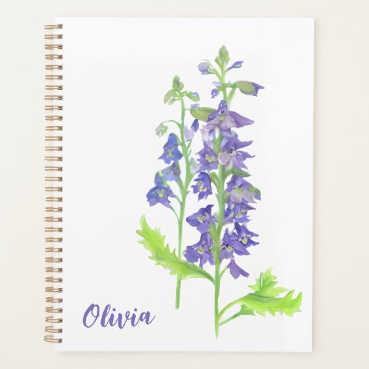 Fleur de naissance juillet Larkspur Aquarelle Plan (Devant)