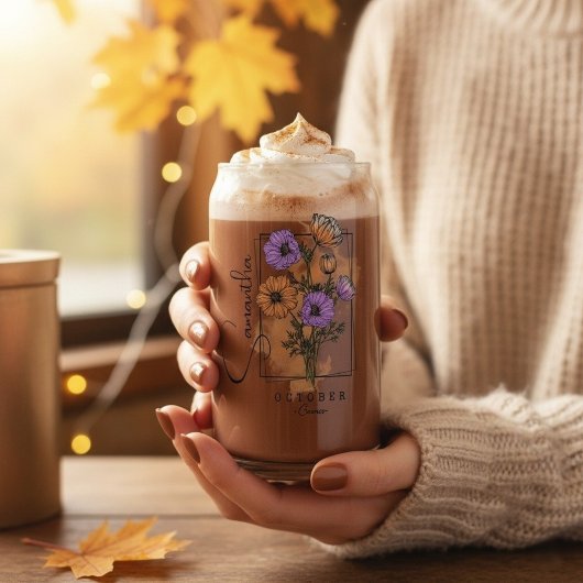 Fleur de naissance personnalisée d'octobre avec no