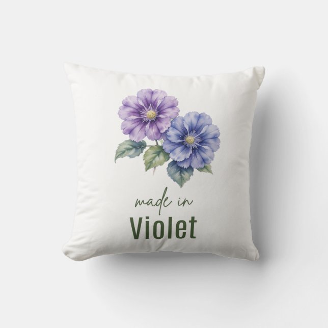 Fleur de naissance violette de février Coussin aqu (Recto)