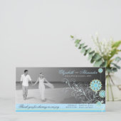 Fleur de neige bleue tourbillonne Merci de mariage (Debout devant)