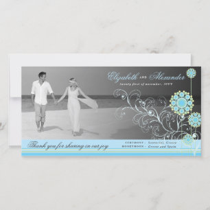 Fleur de neige bleue tourbillonne Merci de mariage