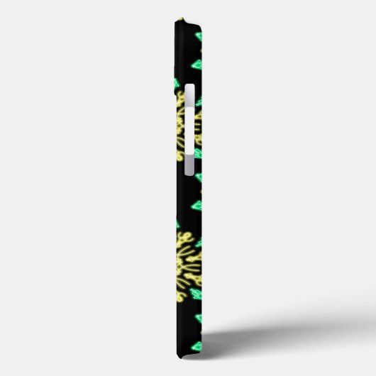 Fleur de néon jaune et vert Coque-Mate coque iphon (Verso / Gauche)