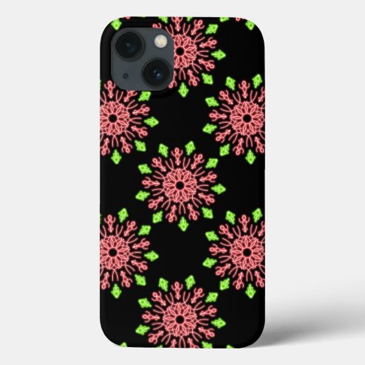 Fleur de néon rouge et vert Coque-Mate coque iphon (Verso)
