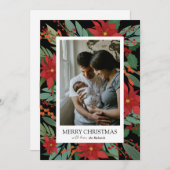 Fleur de Noël noire Joyeuse carte de Noël (Devant / Derrière)