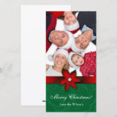 Fleur de Noël Poinsettia Carte photo Rouge Vert (Devant / Derrière)