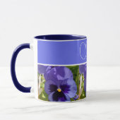 Fleur de Pansy Bleu Fleurs Fleurs Femmes Nom Mug (Gauche)