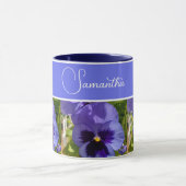 Fleur de Pansy Bleu Fleurs Fleurs Femmes Nom Mug (Centre)