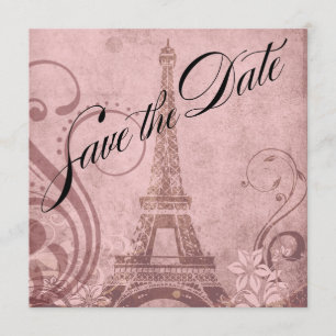 Fleur de Paris Eiffel Tower Save the Date   Roze Kaart