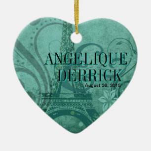 Fleur de Paris Eiffel Tower Weddenschap blauwgroen Keramisch Ornament