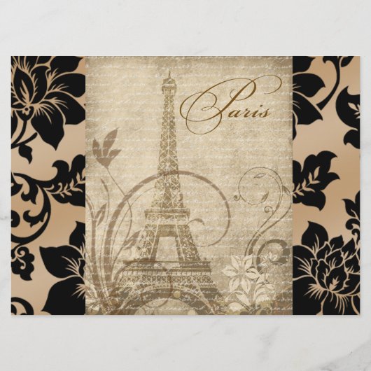 Fleur de Paris Eiffel Tower Wedding Programme | za Programma (Achterkant)