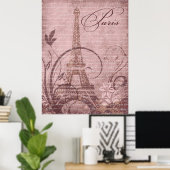 Fleur de Paris Eiffeltoren 30"x40" roze Poster (Thuiskantoor)